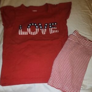 12-18 Months Carter's Red 'LOVE' Patriotic Set with Striped Shorts